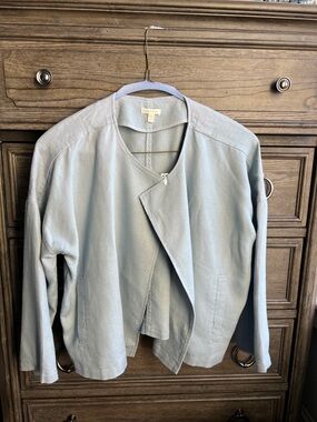 Eileen Fisher Heavy Organic Linen Drape Front Jacket Size Medium MSRP $278